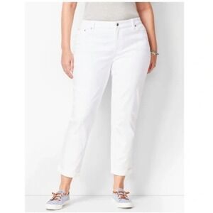 Talbots Womens‎ Flawless Girlfriend Jeans Size 16P White Denim Relaxed Plus Size
